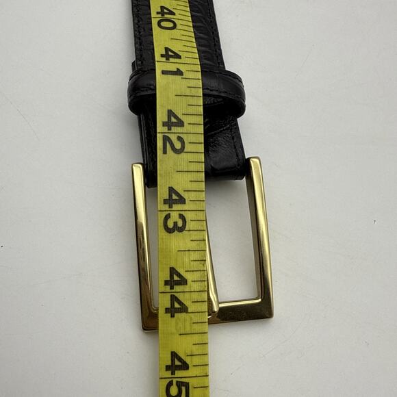 Men's TORINO Italian Embossed Croc Calf Leather Black Belt Sz 36 Made In USA - Picture 15 of 15